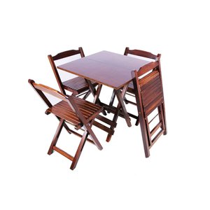 Conjunto Mesa de Madeira Dobrável com 4 Cadeiras Xangai