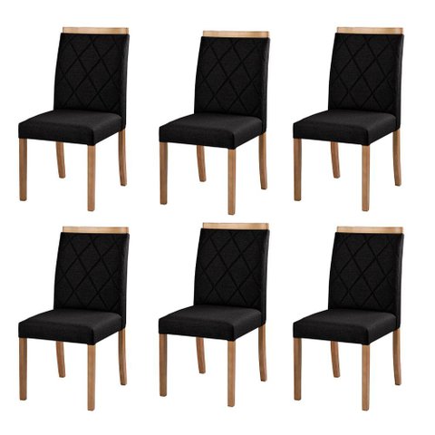 Kit 6 Cadeiras Decorativas Sala de Jantar Luxo Anita Facto Preto - Mozzelar