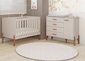 Quarto Infantil Comoda Berço Mini Cama Iris:off White