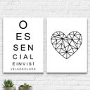 Ver imagem 2 de Kit 2 Quadros O Essencial É Invisível Olhos 45x34cm:Madeira branca