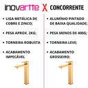 Ver imagem 3 de Torneira Monocomando Dourada Quadrada Banheiro Lavabo Bica Alta Luxo Inovartte In30