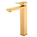 Ver imagem 1 de Torneira Monocomando Dourada Quadrada Banheiro Lavabo Bica Alta Luxo Inovartte In30