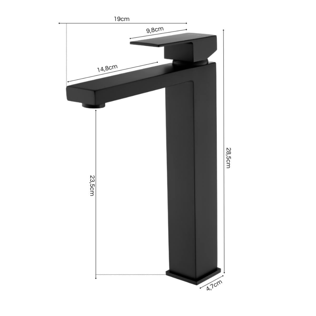 Torneira Monocomando Preto Fosco Quadrada Banheiro Lavabo Bica Alta Luxo Inovartte In23 - 6