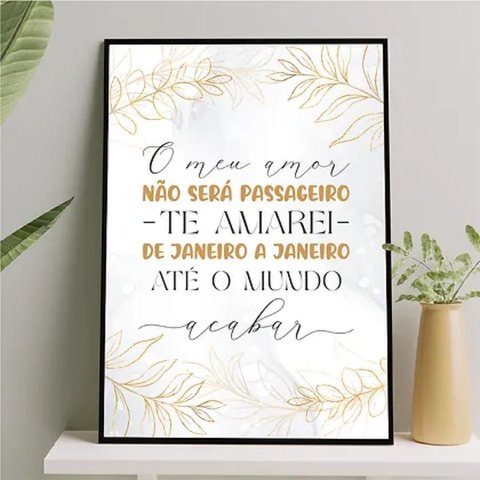 Quadro Te Amarei De Janeiro A Janeiro 24x18cm:Madeira preta