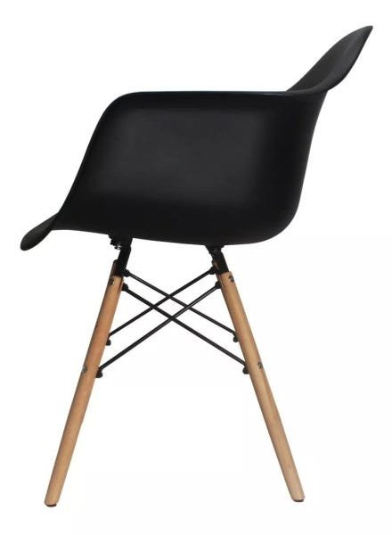 Cadeira Charles Eames Wood com Braços Pp-620 - Cor Preta - 3