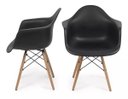 Ver imagem 1 de Cadeira Charles Eames Preta em Polipropileno com Braços e Base Wood para Sala e Escritório