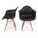 Ver imagem 1 de Cadeira Charles Eames Wood com Braços Pp-620 - Cor Preta
