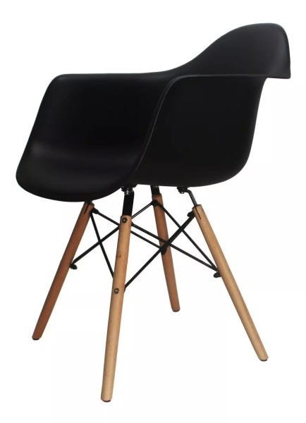 Cadeira Charles Eames Wood com Braços Pp-620 - Cor Preta - 5