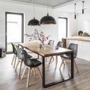 Ver mais imagens de Cadeira Eames Leda Preta com Assento Estofado Pés Madeira Escritório Cozinha Penteadeira Pp-635