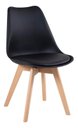 Ver imagem 1 de Cadeira Eames Leda Preta com Assento Estofado Pés Madeira Escritório Cozinha Penteadeira Pp-635