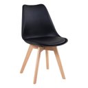 Ver imagem 1 de Cadeira Eames Leda Preta com Assento Estofado Pés Madeira Escritório Cozinha Penteadeira Pp-635