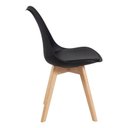 Ver imagem 2 de Cadeira Eames Leda Preta com Assento Estofado Pés Madeira Escritório Cozinha Penteadeira Pp-635