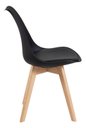 Ver imagem 2 de Cadeira Eames Leda Preta com Assento Estofado Pés Madeira Escritório Cozinha Penteadeira Pp-635