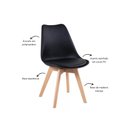 Ver imagem 5 de Cadeira Eames Leda Preta com Assento Estofado Pés Madeira Escritório Cozinha Penteadeira Pp-635
