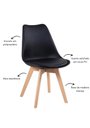 Ver imagem 5 de Cadeira Eames Leda Preta com Assento Estofado Pés Madeira Escritório Cozinha Penteadeira Pp-635