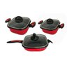 Jogo Conjunto 3 Panelas Quadradas Cerâmica Tampa de Vidro Para Fogão a Gás, Indução, CookTop, - 1