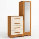 Ver mais imagens de Cômoda Roupeiro com Espelho e Chave 1 Porta 4 Gavetas Pávia A04 Cinamomo Off White - Lyam Decor
