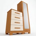 Ver mais imagens de Cômoda Roupeiro com Espelho e Chave 1 Porta 4 Gavetas Pávia A04 Cinamomo Off White - Lyam Decor