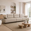 Ver imagem 3 de Sofá 5 Lugares para Sala Living 351cm Modular Pés Industrial Oslo L06 Couro Bege Areia - Lyam Decor
