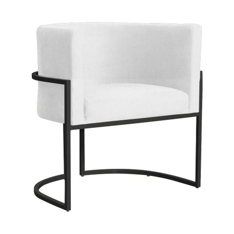 Poltrona Luana Suede Branco Base Preto Sala Luxo - Fm