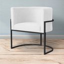 Ver imagem 6 de Poltrona Luana Suede Branco Base Preto Sala Luxo - Fm