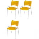Ver imagem 1 de Cadeira Iso Base Branco , Escritório Amarelo Kit 3 Un