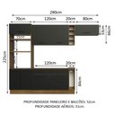 Ver imagem 4 de Armário de Cozinha Completa 290cm Rustic/Preto Agata Madesa 02