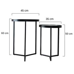 Conjunto Mesa Lateral Capri Preto Com Espelho - 3