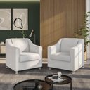 Ver imagem 2 de Kit 2 Poltronas Killa para Recepção Consultório Barbearia Branco