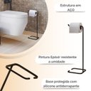 Ver imagem 3 de Suporte Porta Papel Higiênico de Chão para Banheiro Lavabo com Base Preta em Metal