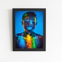 Ver imagem 1 de Homem com Tinta Neon Colorida Quadro Moldura Preta 60x40cm