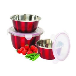 Conjunto de Potes Herméticos Gedex Ecolumi Vermelho - 3 peças - 1