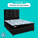 Ver imagem 4 de Cama + Box Preto e Colchão Molas Ensacadas Casal - Life Gold Paropas + Cabeceira