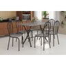 Conjunto Mesa Bruna 140cm 6 Cadeiras 004 Tampo Em Granito - Base Cromo Preto/Assento Grafiato - 1