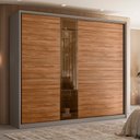 Ver imagem 1 de Guarda Roupa Casal Authentic 2 Portas com Vidro Reflecta Nogueira Nude Demartêz