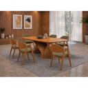 Ver imagem 1 de Conjunto de Jantar Duna 6 Lugares Tampo em MDF com Encosto Estofado Mel 180cm Requinte Salas