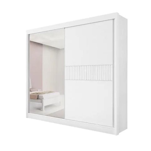 Guarda Roupa Titanium Ripado com Espelho Branco - D Doro