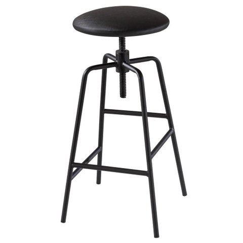 Banqueta Capri Baixa Assento Estofado Cor Preto com Base Metal Preta 67 Cm (alt) - 46852