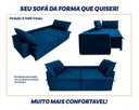 Ver imagem 6 de Sofá Cama Retrátil Reclinável 2,70m Bangkok Suede Velut Azul Marinho Molas no Assento - King