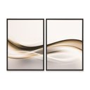 Ver imagem 2 de Quadro Abstrato Ondas Neutras Duplo 50x70 - 2 Peças