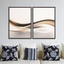 Ver imagem 1 de Quadro Abstrato Ondas Neutras Duplo 50x70 - 2 Peças