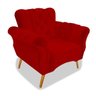 Poltrona Banco Cadeira Decorativa Berlim Pés Palito com Capitonê Suede Vermelho Quarto Sala Luxo Rec - 1