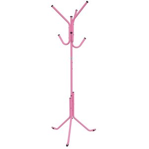 Cabideiro De Chão Pintura Eletrostática Rosa Grande – 67X175 Cm