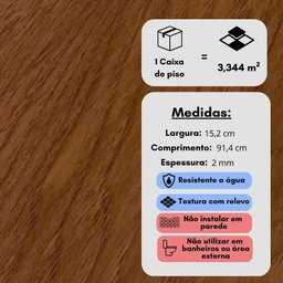 Piso Vinílico Autocolante Amadeirado 2mm - Caixa com 3,34 m² - 3