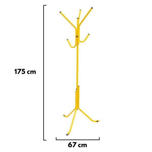 Cabideiro De Chão Pintura Eletrostática Amarelo Brilhante Grande – 67X175 Cm - 6