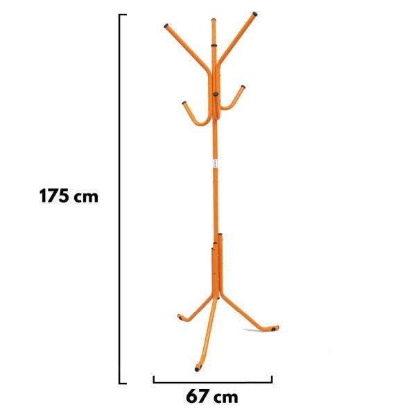 Cabideiro De Chão Pintura Eletrostática Laranja Brilhante Grande – 67X175 Cm - 6