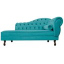 Ver imagem 7 de Kit Diva Recamier Juliana 160cm Lado Esquerdo e 01 Poltrona Classic Suede Azul Turquesa - Amarena Mó