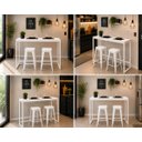 Ver imagem 4 de Mesa Jantar Aparador Bancada Alta Industrial 120x80cm Tampo Branco Pés Branco