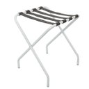 Ver imagem 2 de Suporte Para Mala Sekafácil Pintura Eletrostática Branca Tira em Couro Café Sem Encosto -