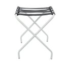 Ver imagem 1 de Suporte Para Mala Sekafácil Pintura Eletrostática Branca Tira em Couro Preta Sem Encosto -